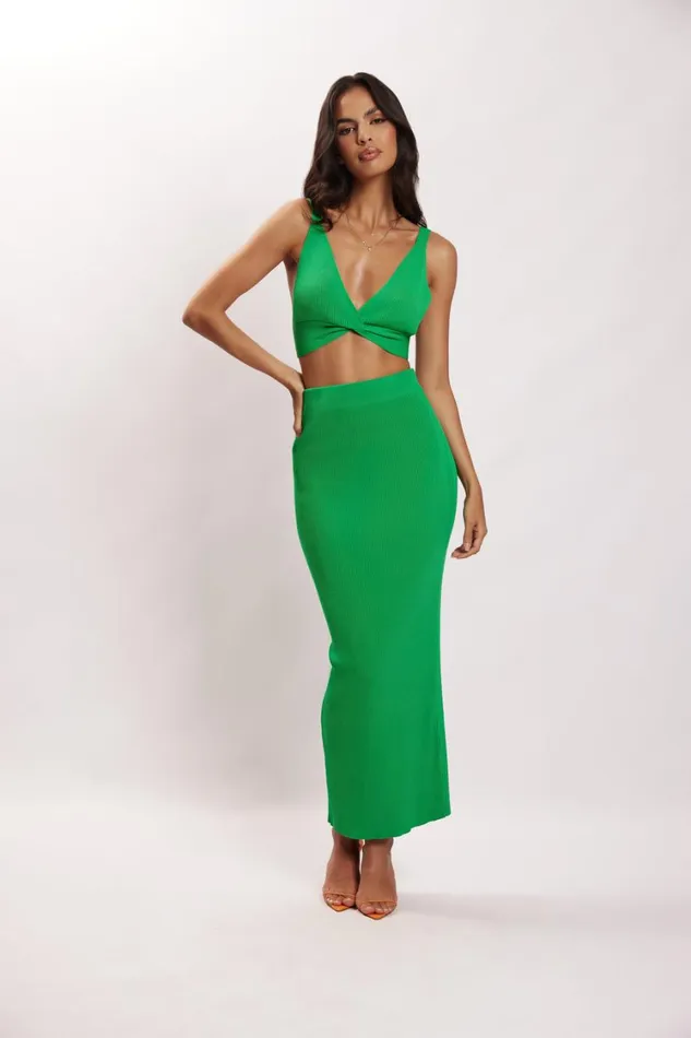 Women Meshki Tops Kaesha Twist Front Knit Top 8211 Green Women Meshki Tops Kaesha Twist Front Knit Top 8211 Green