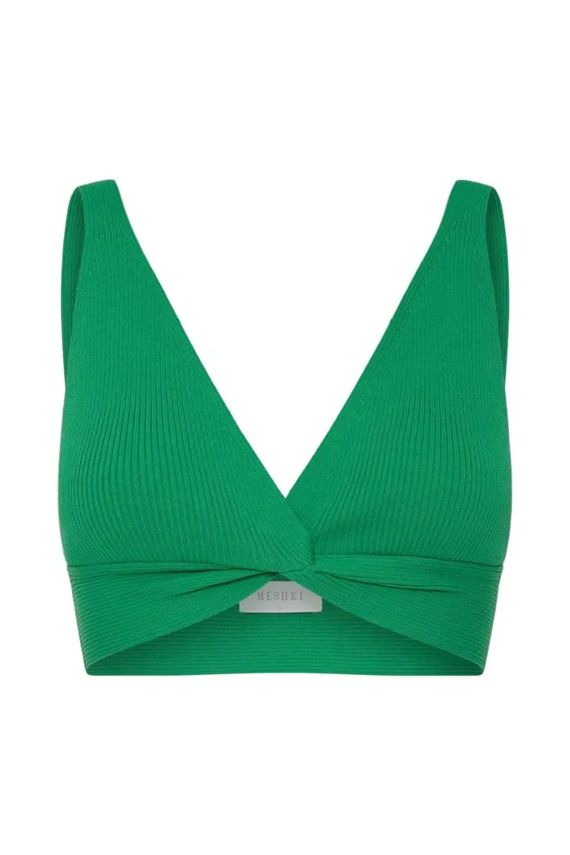 Women Meshki Tops Kaesha Twist Front Knit Top 8211 Green Women Meshki Tops Kaesha Twist Front Knit Top 8211 Green