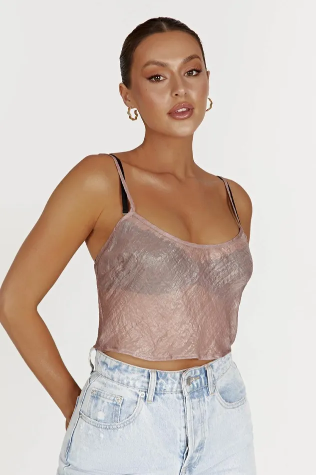 Women Meshki Tops Kiana Iridescent Camisole 8211 Taupe