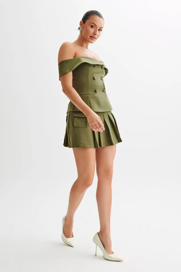 Women Meshki Tops Krista Strapless Suiting Top 8211 Military Olive