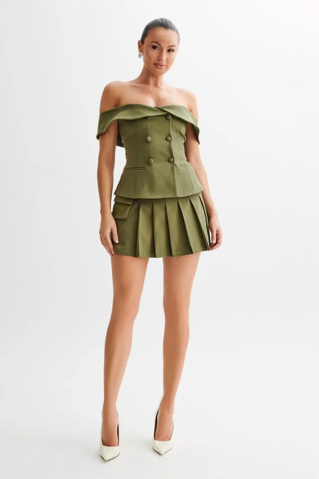 Women Meshki Tops Krista Strapless Suiting Top 8211 Military Olive