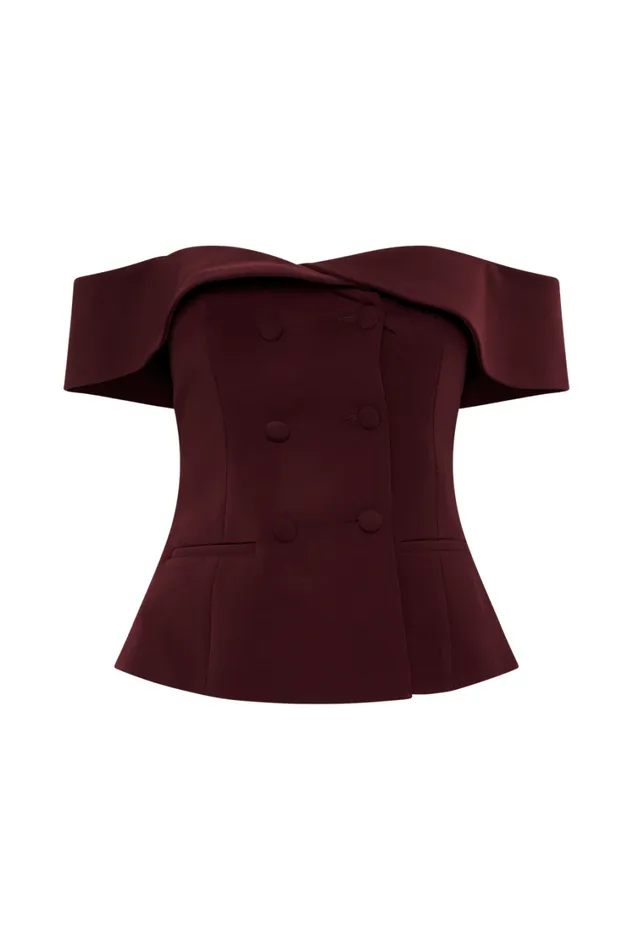 Women Meshki Tops Krista Strapless Suiting Top 8211 Plum