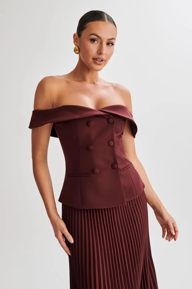 Women Meshki Tops Krista Strapless Suiting Top 8211 Plum