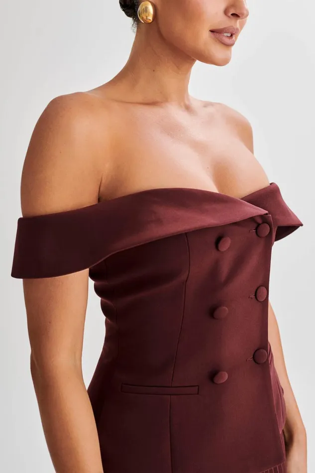 Women Meshki Tops Krista Strapless Suiting Top 8211 Plum