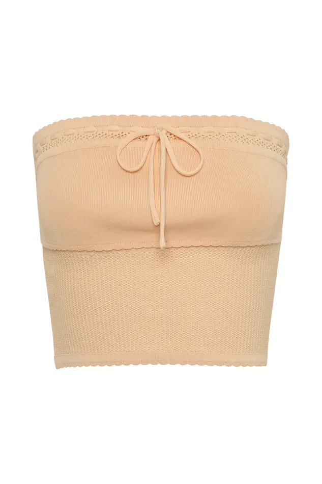 Women Meshki Tops Kyra Waffle Knit Tube Top 8211 Apricot
