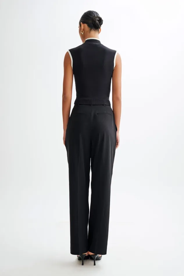 Women Meshki Tops Laurina High Neck Contrast Top 8211 Black