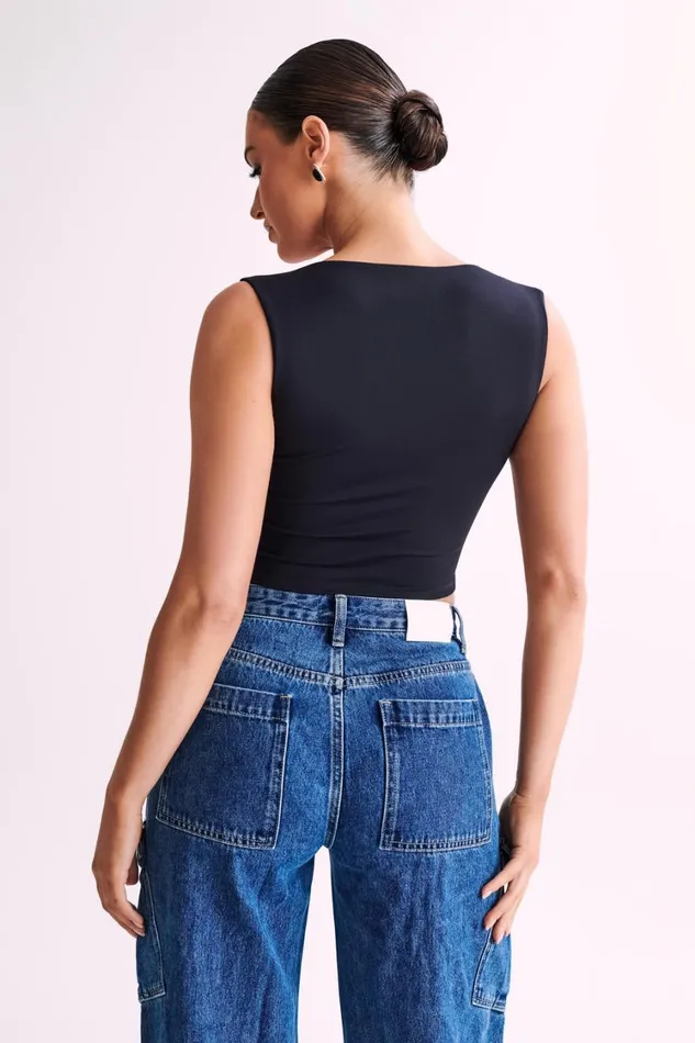 Women Meshki Tops Linley Recycled Nylon Cropped Top 8211 Black