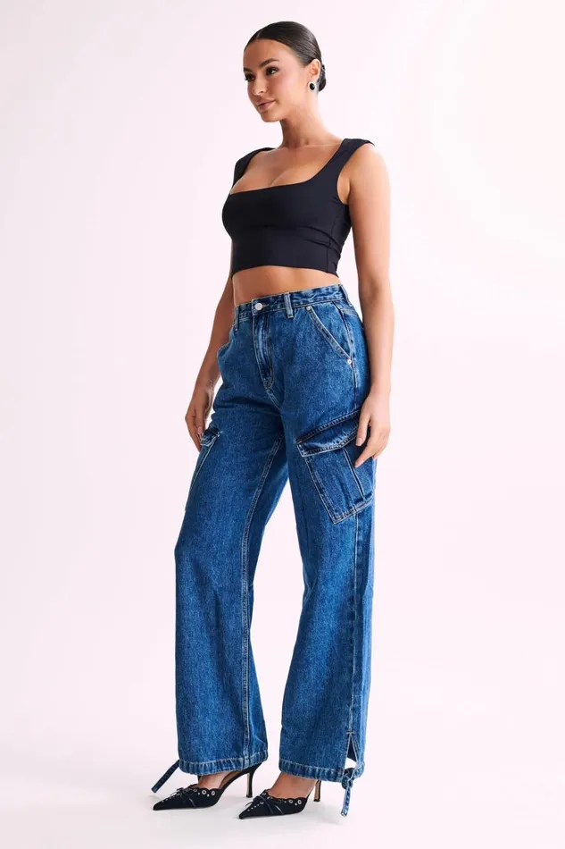 Women Meshki Tops Linley Recycled Nylon Cropped Top 8211 Black