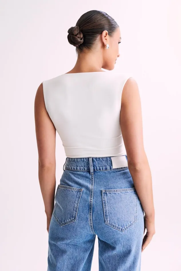 Women Meshki Tops Linley Recycled Nylon Cropped Top 8211 White