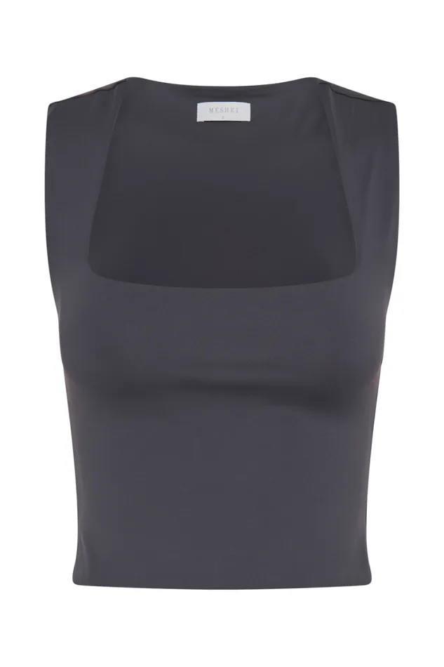 Women Meshki Tops Linley Recycled Nylon Long Line Top 8211 Charcoal