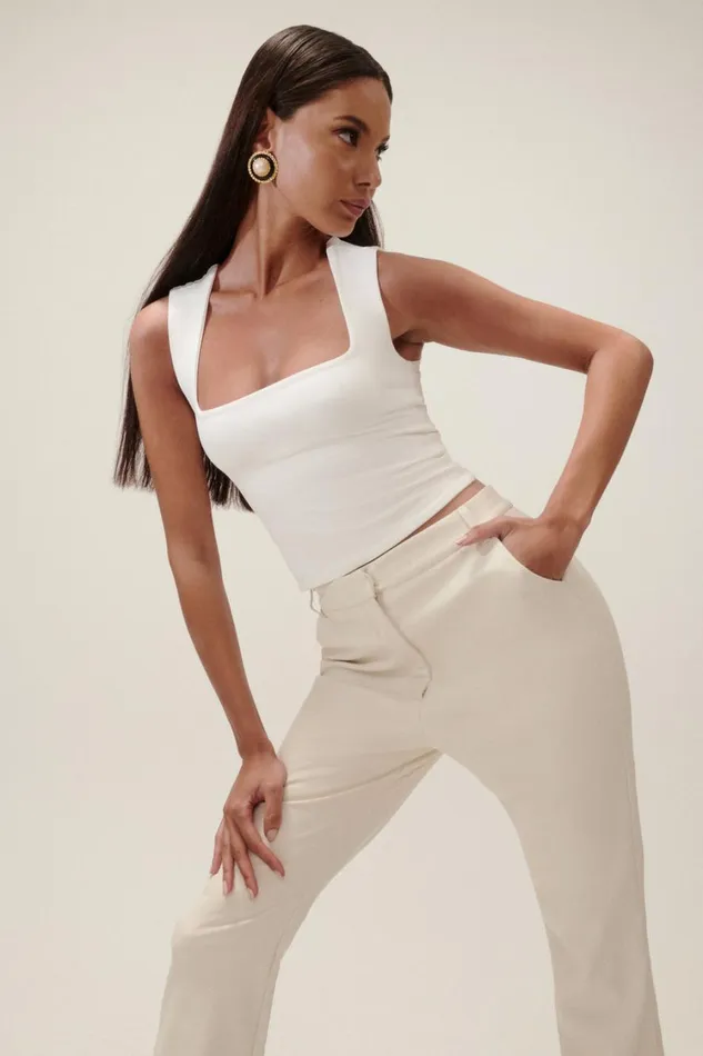 Women Meshki Tops Linley Recycled Nylon Long Line Top 8211 White