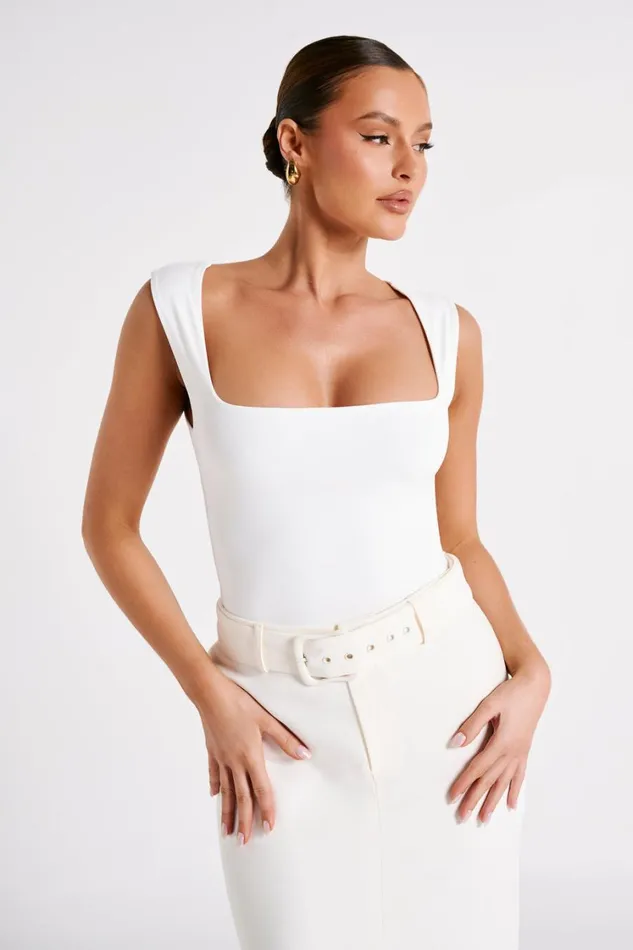 Women Meshki Tops Linley Recycled Nylon Long Line Top 8211 White
