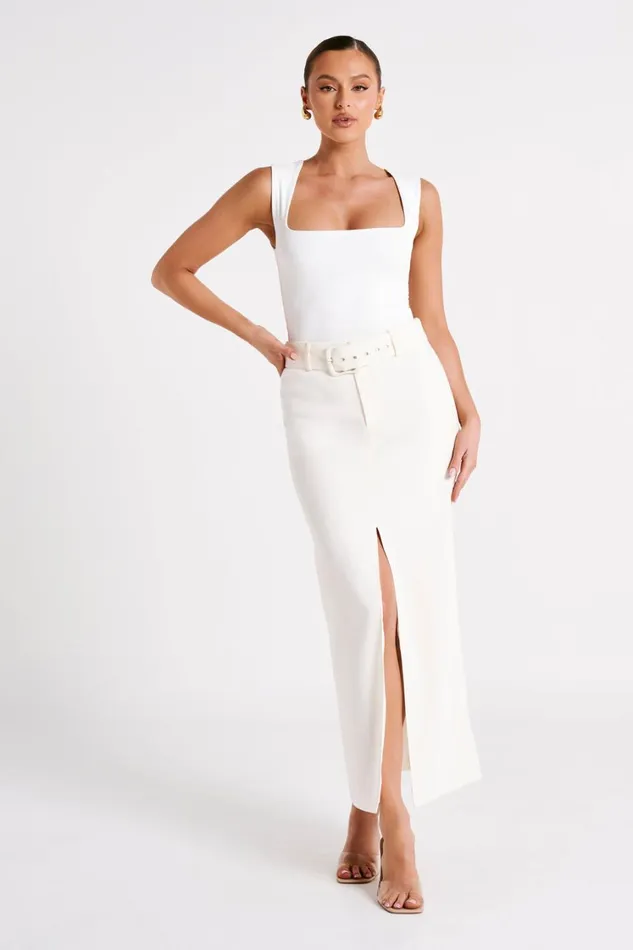 Women Meshki Tops Linley Recycled Nylon Long Line Top 8211 White