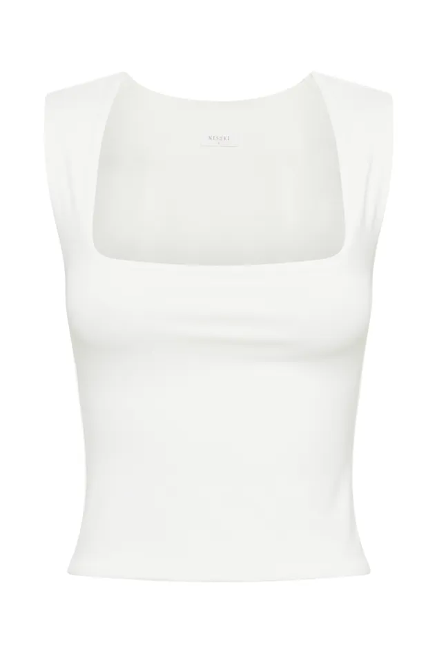 Women Meshki Tops Linley Recycled Nylon Long Line Top 8211 White