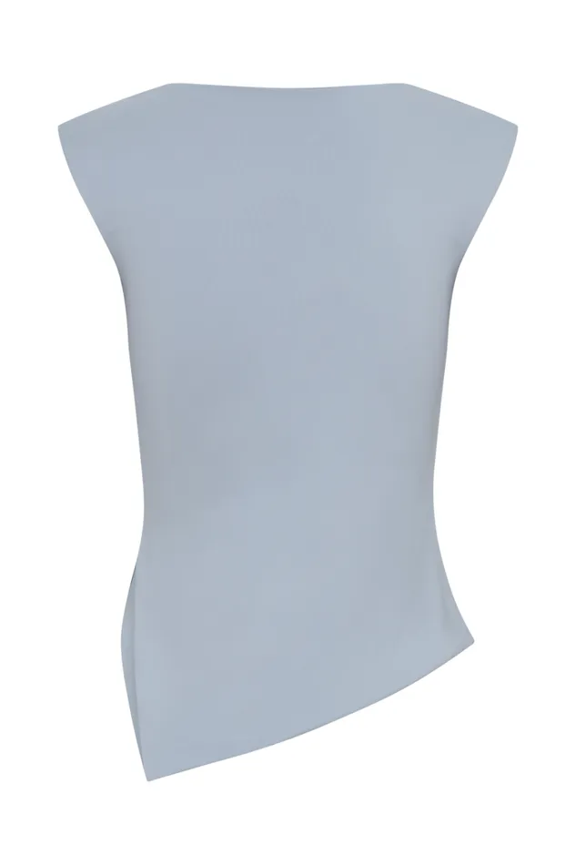 Women Meshki Tops Lisette Asymmetric Recycled Nylon Top 8211 Dusty Blue