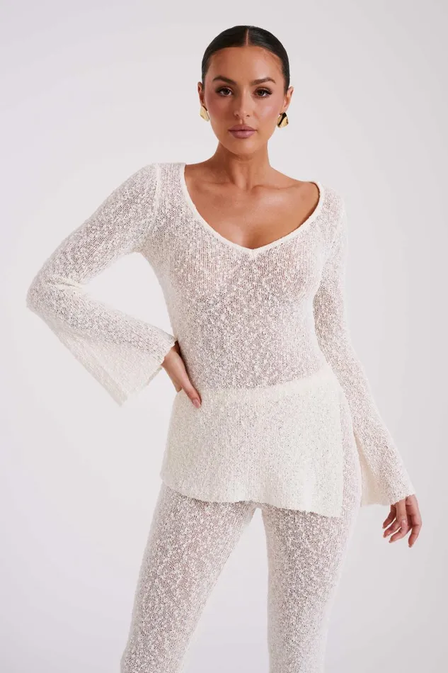 Women Meshki Tops Liz Boucle Long Sleeve Top 8211 Cream
