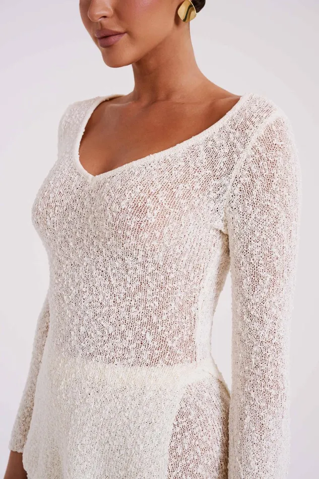 Women Meshki Tops Liz Boucle Long Sleeve Top 8211 Cream