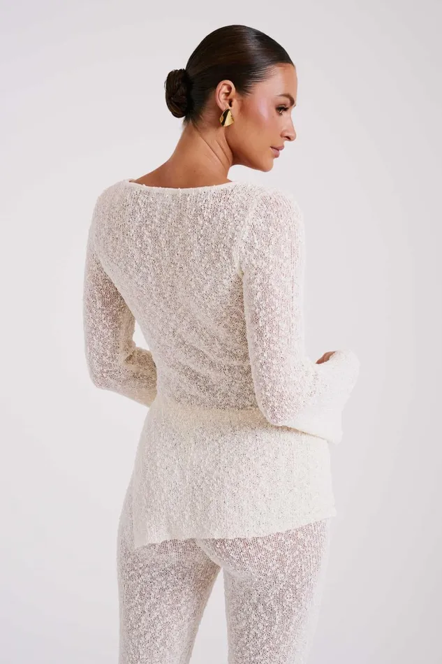 Women Meshki Tops Liz Boucle Long Sleeve Top 8211 Cream
