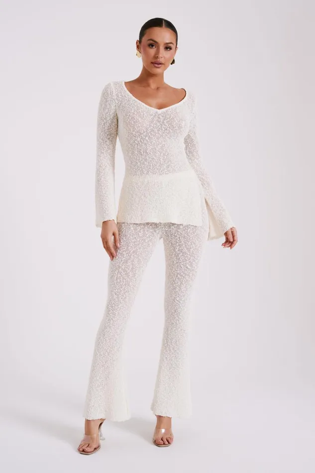Women Meshki Tops Liz Boucle Long Sleeve Top 8211 Cream