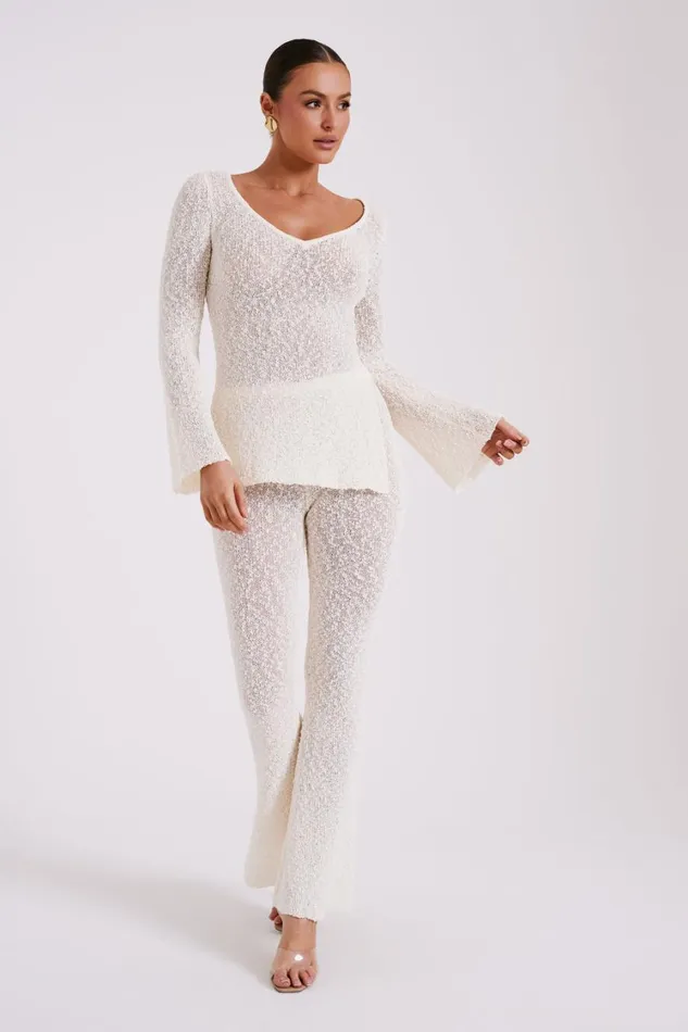 Women Meshki Tops Liz Boucle Long Sleeve Top 8211 Cream