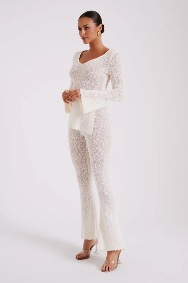 Women Meshki Tops Liz Boucle Long Sleeve Top 8211 Cream