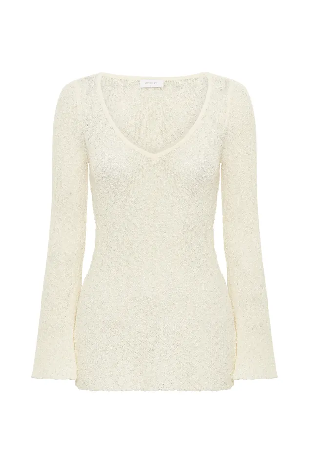 Women Meshki Tops Liz Boucle Long Sleeve Top 8211 Cream