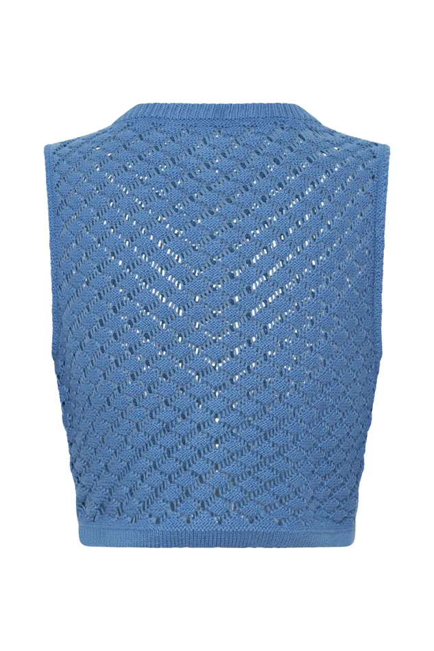 Women Meshki Tops Lorenza Crochet Button Down Crop Top 8211 Periwinkle