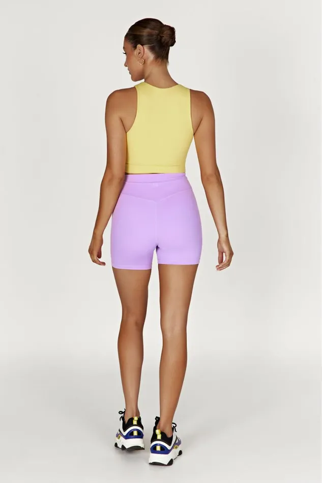 Women Meshki Tops Lori Two Tone Racer Crop Top 8211 LilacYellow