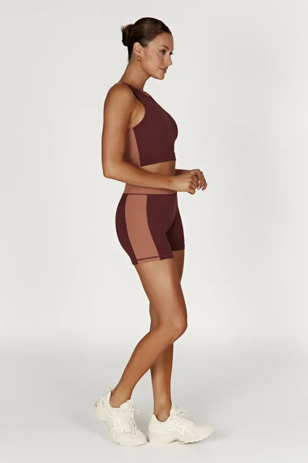 Women Meshki Tops Lori Two Tone Racer Crop Top 8211 MahoganyTan