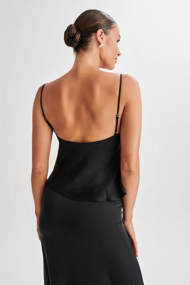 Women Meshki Tops Luella Satin Lace Cami Top 8211 Black