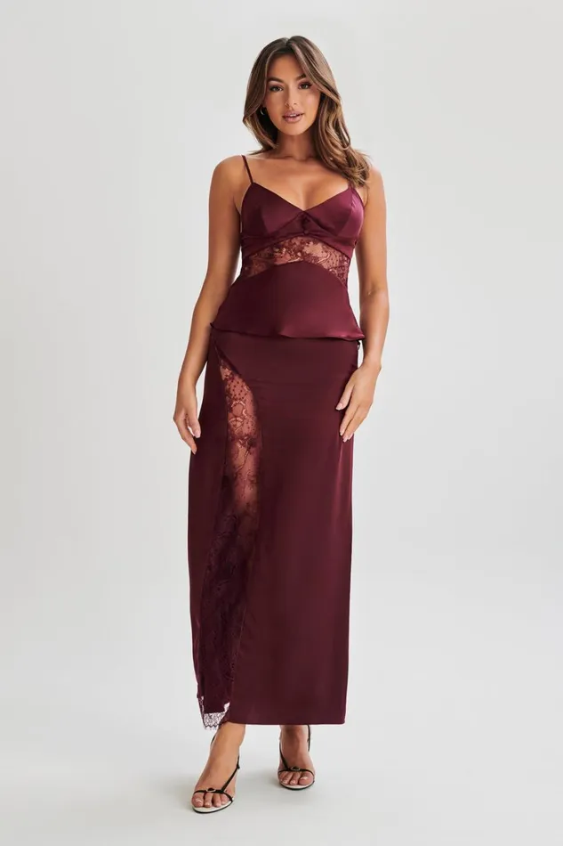Women Meshki Tops Luella Satin Lace Cami Top 8211 Plum