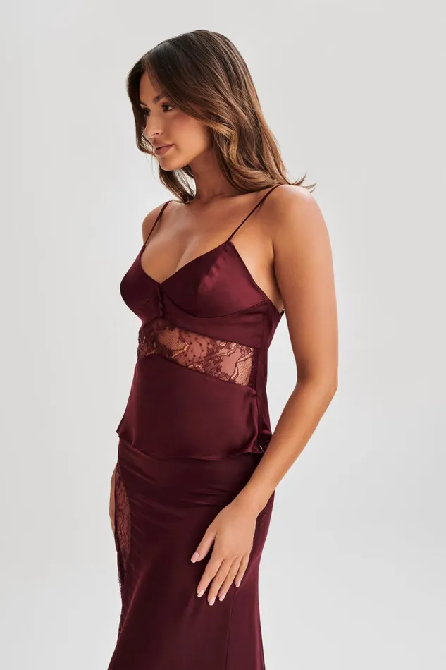 Women Meshki Tops Luella Satin Lace Cami Top 8211 Plum