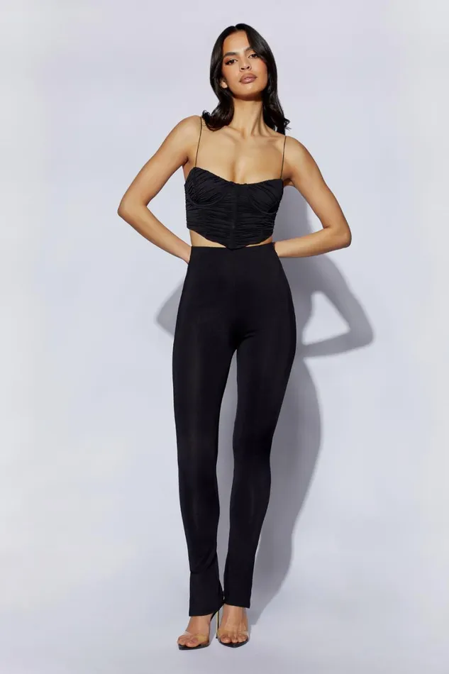 Women Meshki Tops Magenta Ruched Corset Top 8211 Black Women Meshki Tops Magenta Ruched Corset Top 8211 Black