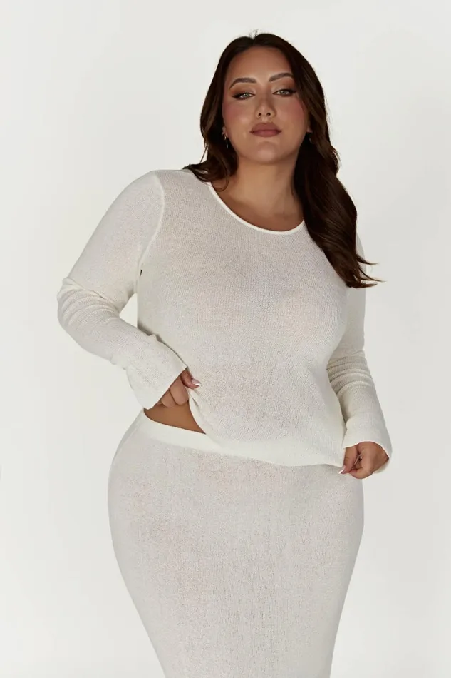 Women Meshki Tops Maribelle Knit Long Sleeve Top 8211 White