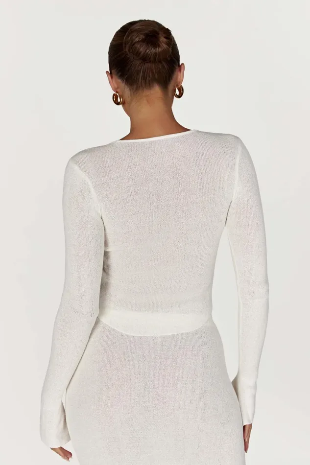 Women Meshki Tops Maribelle Knit Long Sleeve Top 8211 White