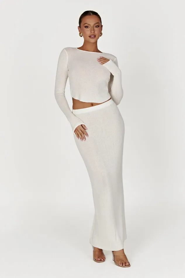 Women Meshki Tops Maribelle Knit Long Sleeve Top 8211 White
