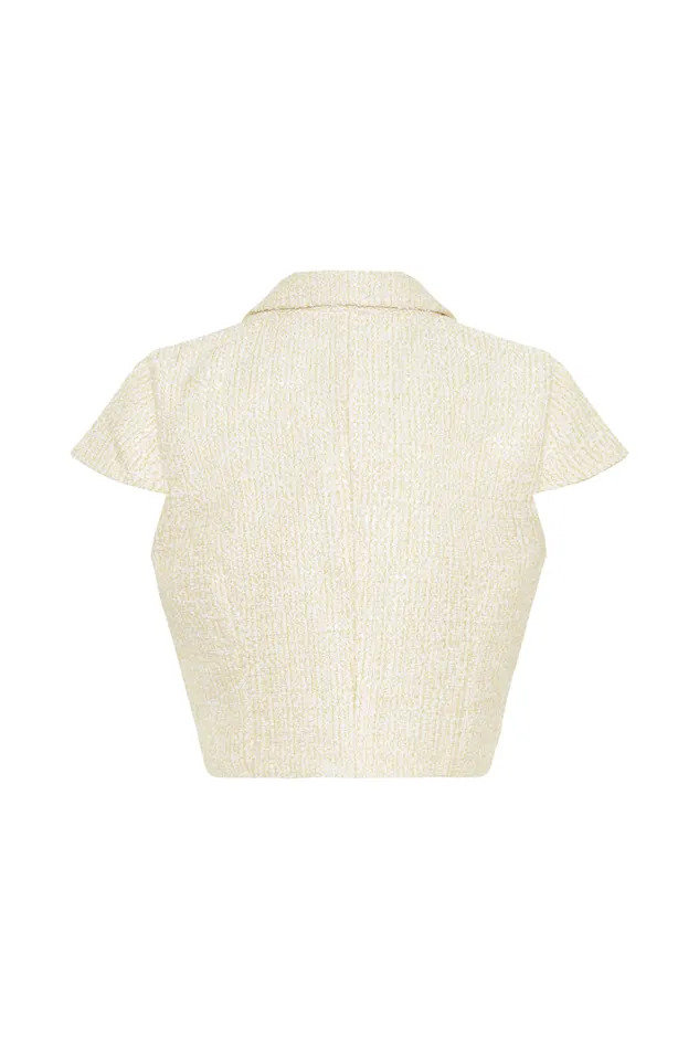 Women Meshki Tops Mercer Tweed Top 8211 Lemon