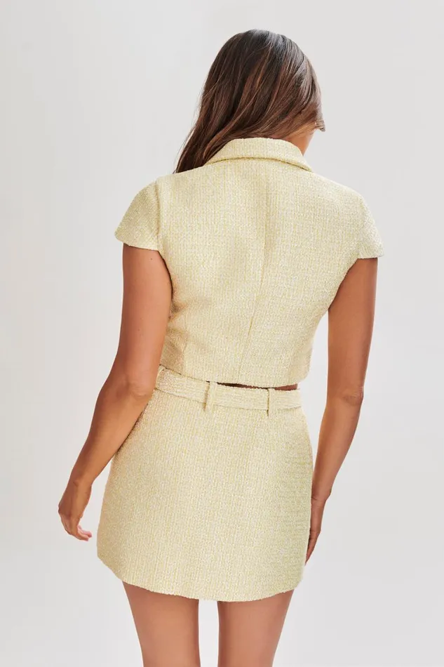 Women Meshki Tops Mercer Tweed Top 8211 Lemon