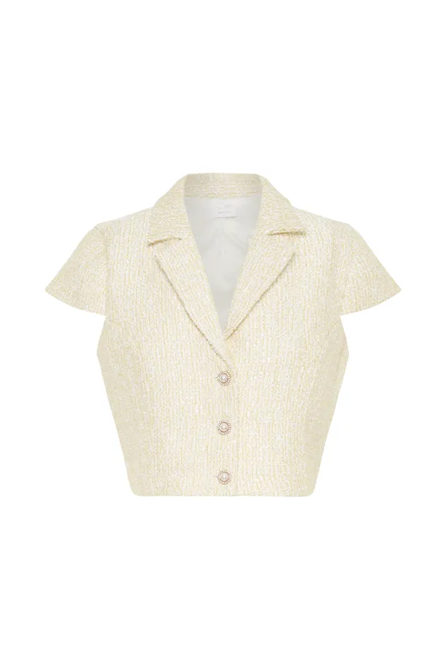 Women Meshki Tops Mercer Tweed Top 8211 Lemon