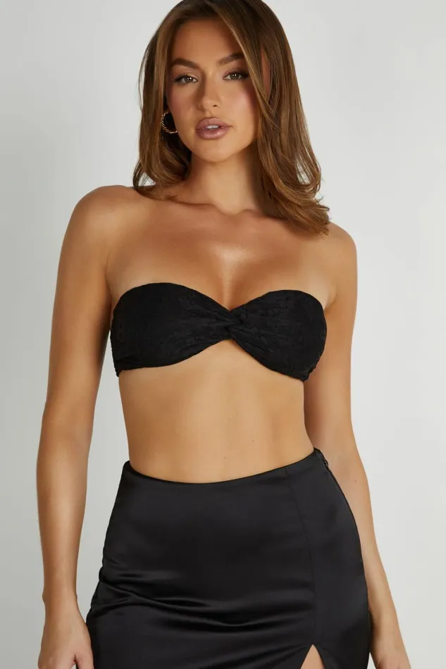 Women Meshki Tops Mia Strapless Twist Top 8211 Black