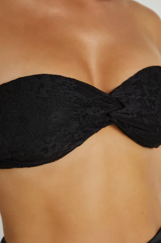 Women Meshki Tops Mia Strapless Twist Top 8211 Black