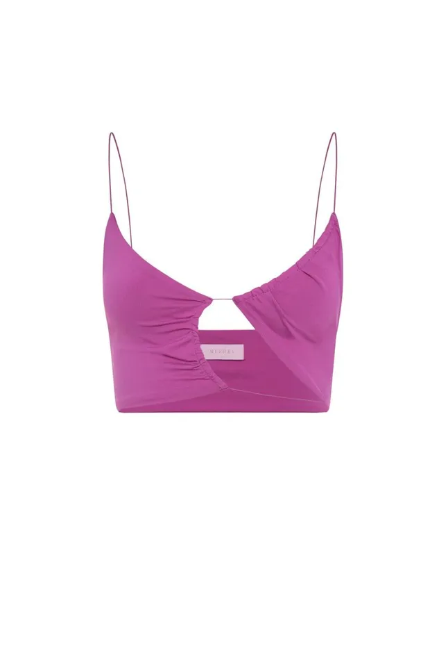 Women Meshki Tops Montana Ruched Cut Out Crop Top 8211 Violet Women Meshki Tops Montana Ruched Cut Out Crop Top 8211 Violet