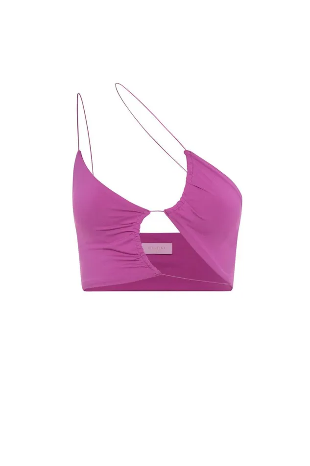 Women Meshki Tops Montana Ruched Cut Out Crop Top 8211 Violet Women Meshki Tops Montana Ruched Cut Out Crop Top 8211 Violet