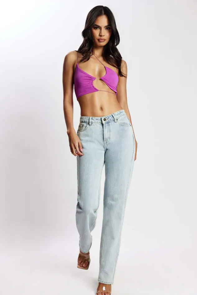 Women Meshki Tops Montana Ruched Cut Out Crop Top 8211 Violet Women Meshki Tops Montana Ruched Cut Out Crop Top 8211 Violet