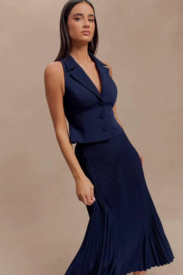 Women Meshki Tops Mura Suiting Vest 8211 Navy