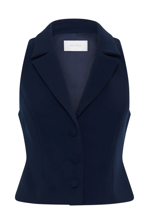 Women Meshki Tops Mura Suiting Vest 8211 Navy