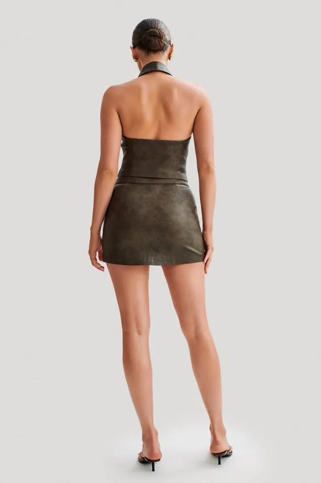 Women Meshki Tops Myka Vintage Faux Leather Vest 8211 Vintage Chocolate