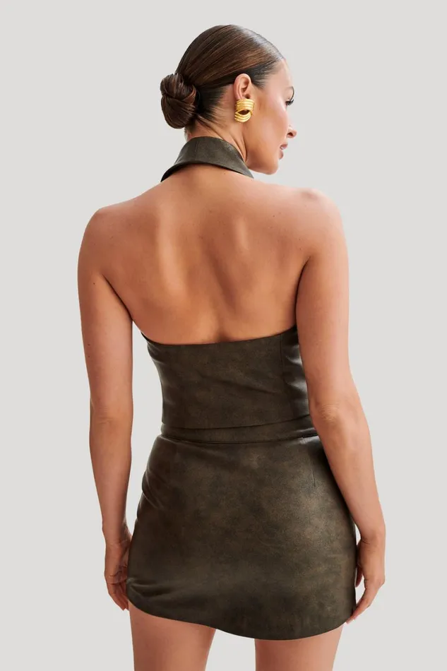 Women Meshki Tops Myka Vintage Faux Leather Vest 8211 Vintage Chocolate