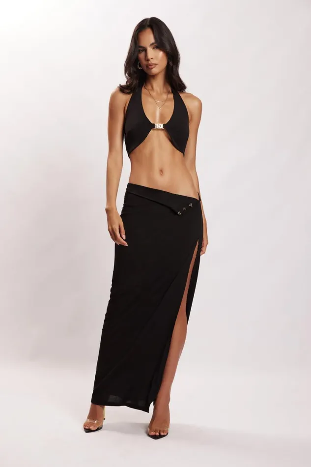 Women Meshki Tops Nicole Halter Crop Top 8211 Black Women Meshki Tops Nicole Halter Crop Top 8211 Black