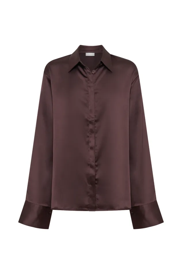 Women Meshki Tops Nori Satin Shirt 8211 Plum